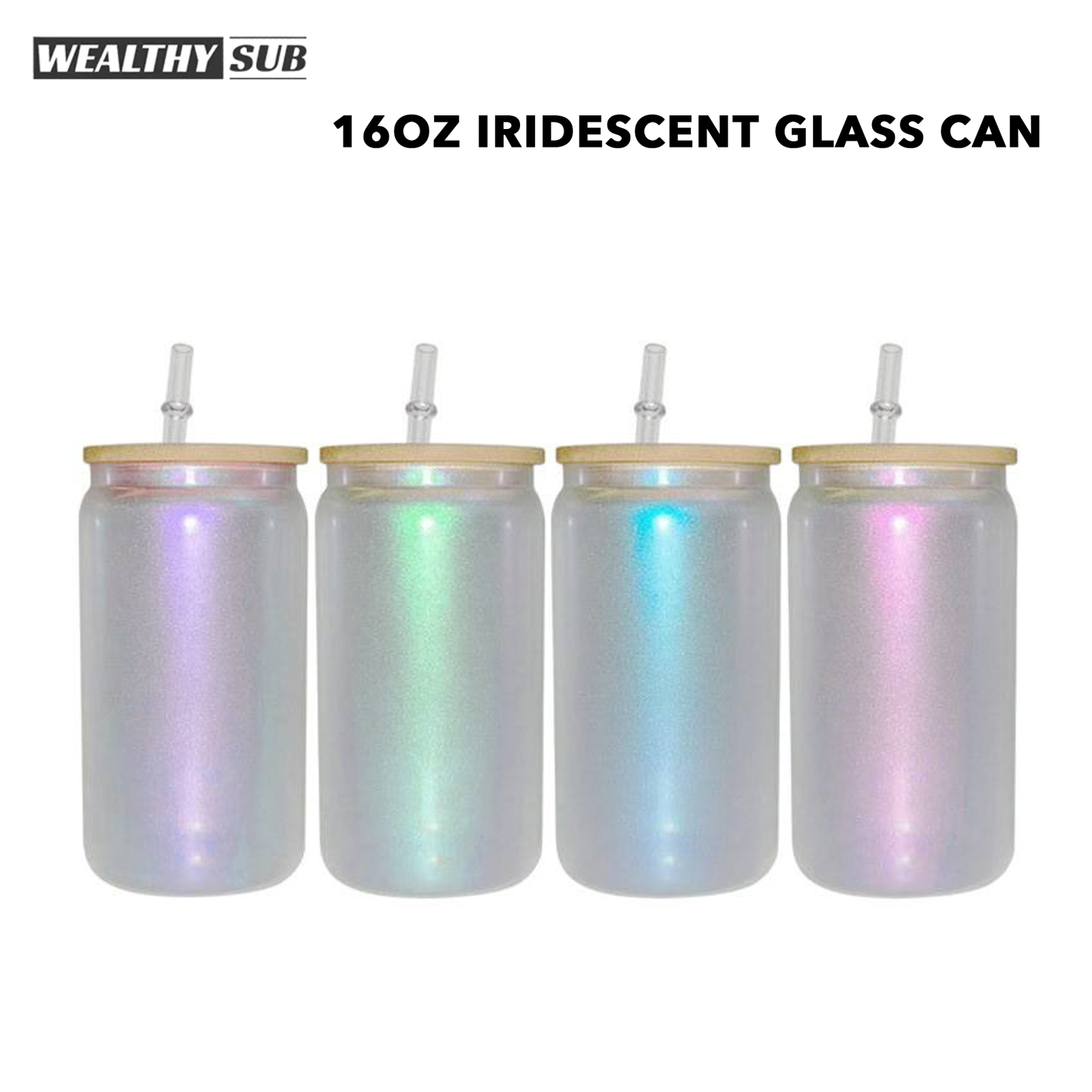 Wealthysub China warehouse sublimation 16oz iridescent glass can